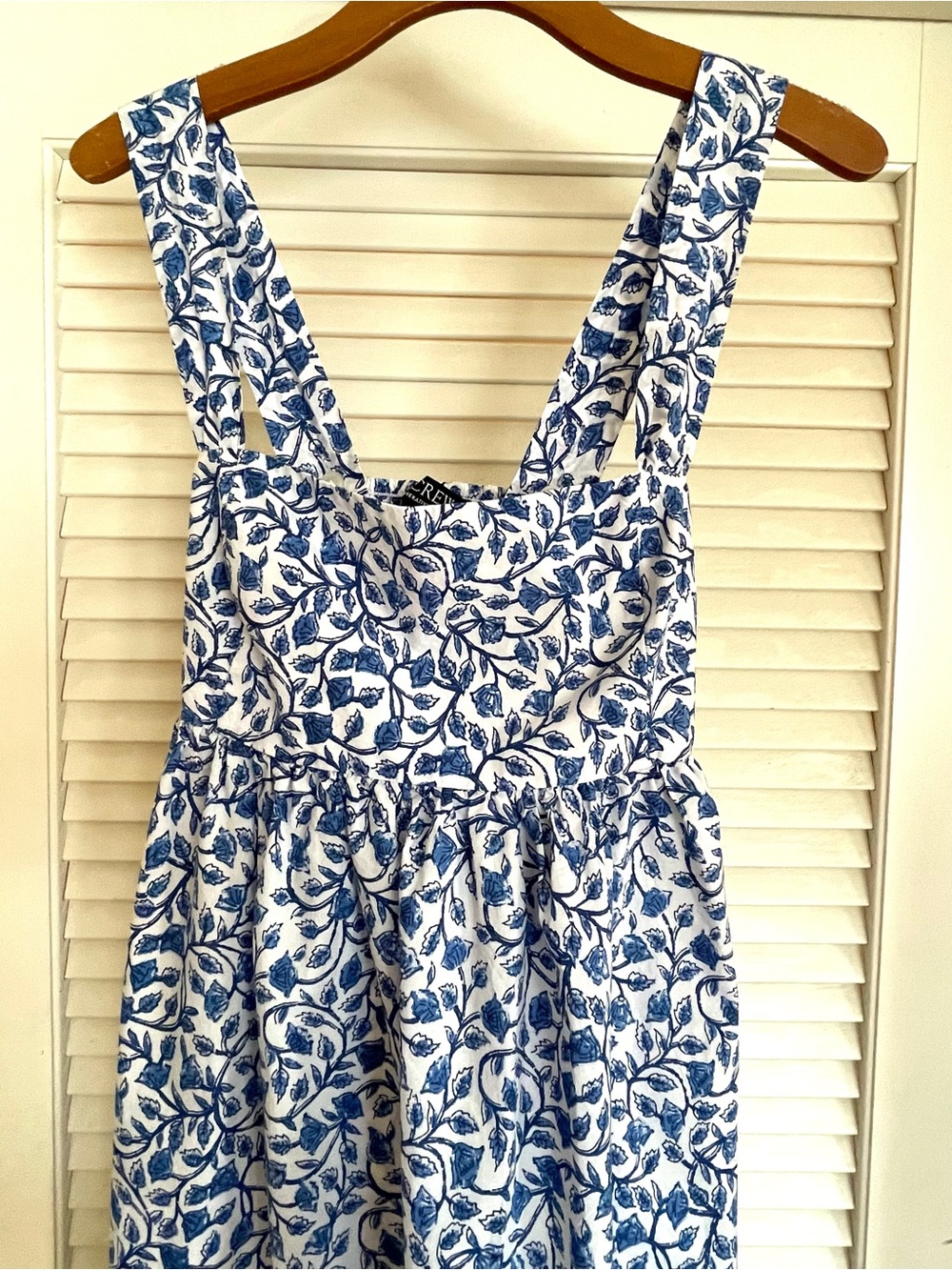 J. Crew Square Neck Blue & White Floral Midi Dress with Bandana Print/EUC Size 4 - Picture 2 of 6